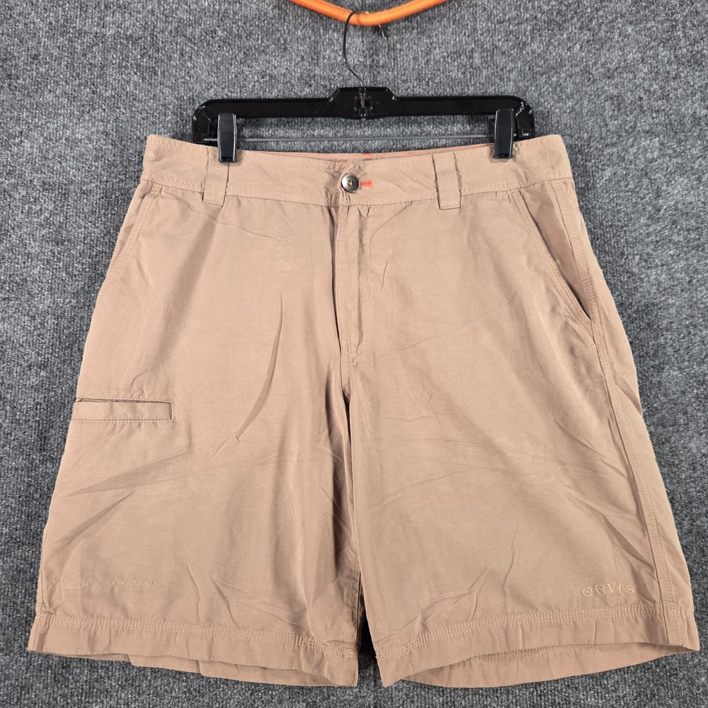 Orvis Mens 34 Khaki Outdoor Performance Hiking Fishing Travel Shorts